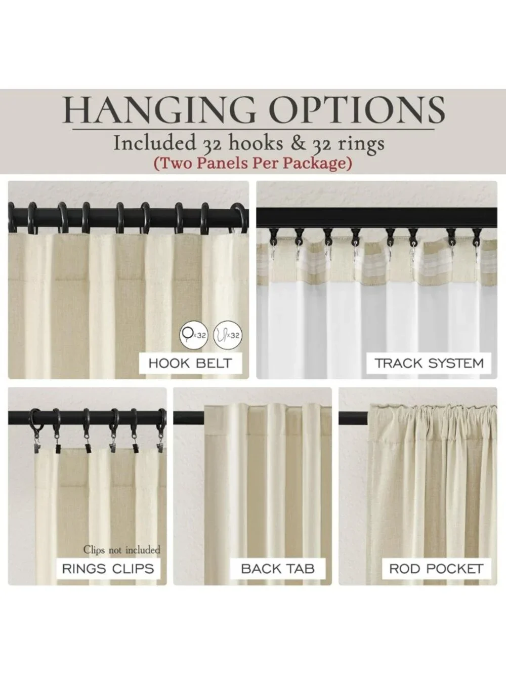 Cozy Cream Thick Linen Blackout Curtains 84